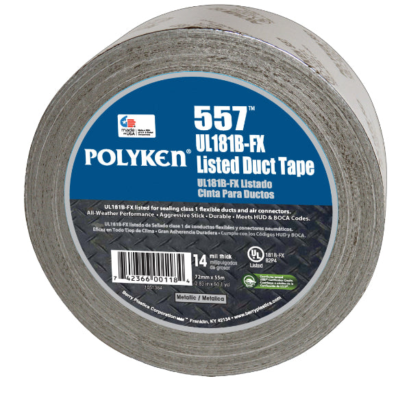 POLYKEN 557 Premium Grade UL 181B-FX Listed Printed Duct Tape